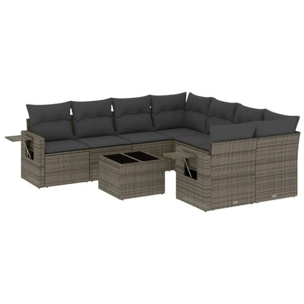 vidaXL sofasæt til haven 9 dele med hynder polyrattan grå
