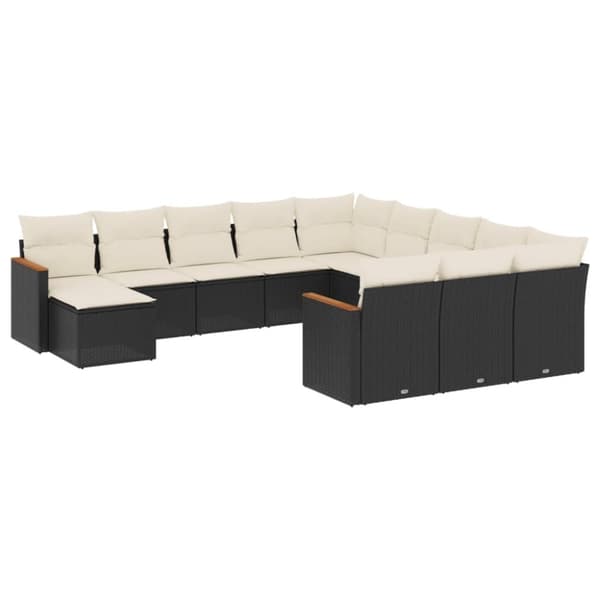 vidaXL Loungegrupp med dynor 12 delar svart konstrotting