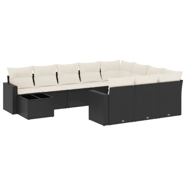 vidaXL sofasæt til haven 11 dele med hynder polyrattan sort