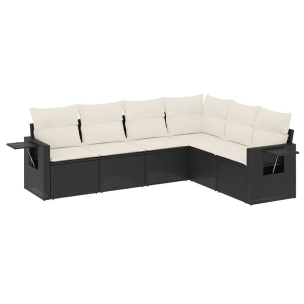 vidaXL sofasæt til haven 6 dele med hynder polyrattan sort