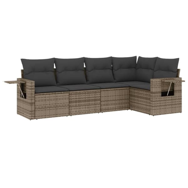 vidaXL sofasæt 5 dele med hynder polyrattan grå