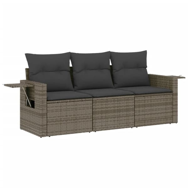 vidaXL havesofasæt 3 dele med hynder polyrattan grå