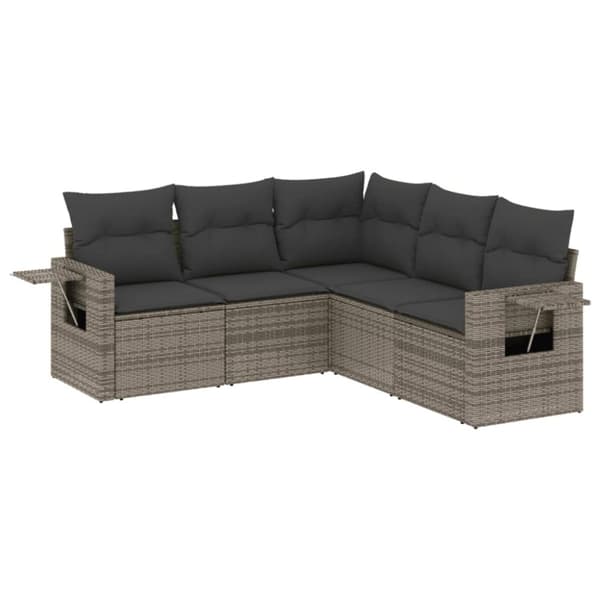 vidaXL sofasæt 5 dele med hynder polyrattan grå
