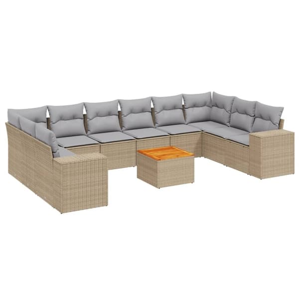 vidaXL sofasæt til haven 11 dele med hynder polyrattan beige