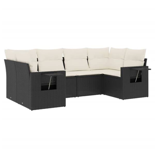 vidaXL sofasæt til haven 6 dele med hynder polyrattan sort
