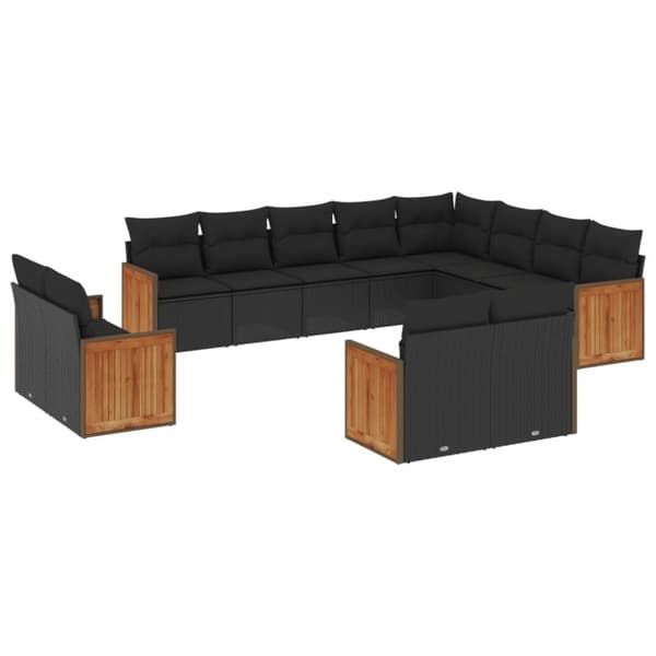 vidaXL sofasæt til haven 12 dele med hynder polyrattan sort