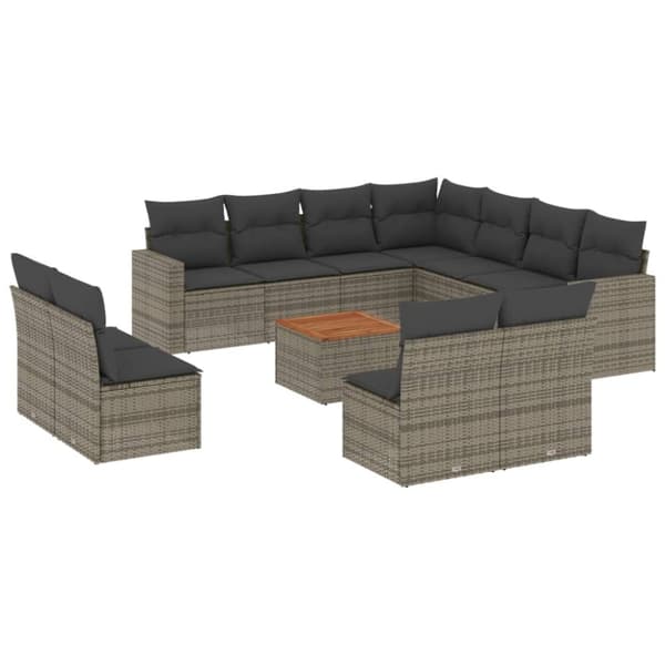 vidaXL sofasæt til haven 12 dele med hynder polyrattan grå