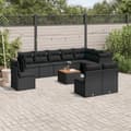 Miniatyrbillede 11 af 11: vidaXL sofasæt til haven 11 dele med hynder polyrattan sort