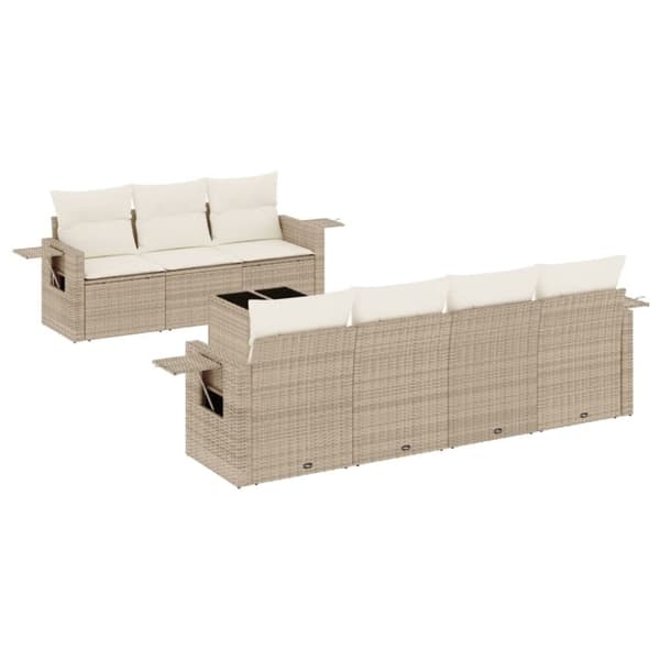 vidaXL sofasæt til haven 8 dele med hynder polyrattan beige