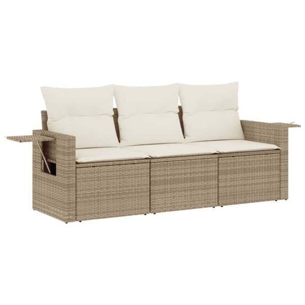 vidaXL sofasæt til haven 3 dele med hynder polyrattan beige