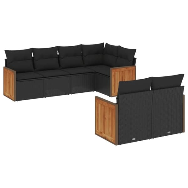 vidaXL sofasæt til haven 7 dele med hynder polyrattan sort