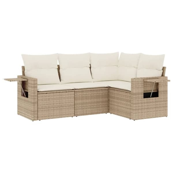 vidaXL sofasæt til haven 4 dele med hynder polyrattan beige