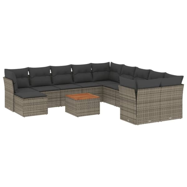 vidaXL sofasæt til haven 12 dele med hynder polyrattan grå