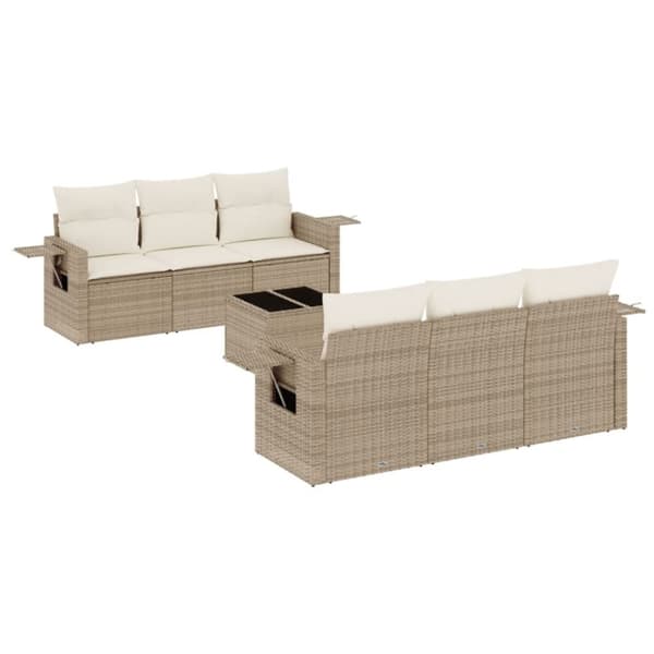 vidaXL sofasæt til haven 7 dele med hynder polyrattan beige