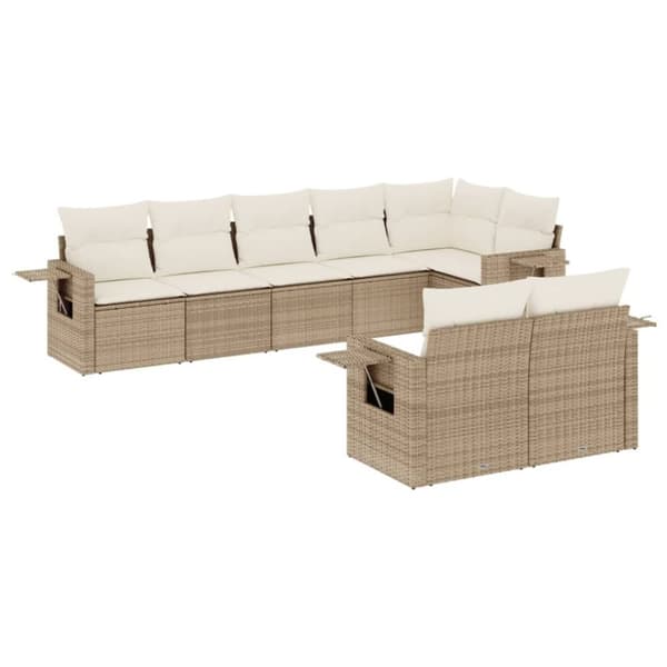 vidaXL sofasæt til haven 8 dele med hynder polyrattan beige