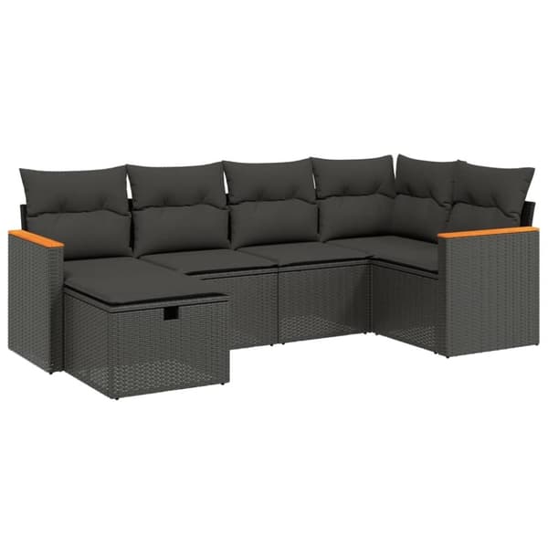 vidaXL sofasæt til haven 6 dele med hynder polyrattan sort