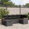Miniatyrbillede 2 af 5: vidaXL sofasæt til haven 6 dele med hynder polyrattan sort
