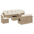 Miniatyrbillede 1 af 11: vidaXL sofasæt til haven 9 dele med hynder polyrattan beige