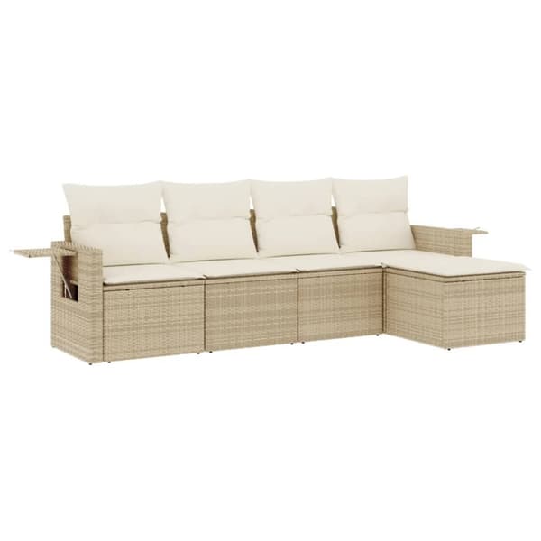 vidaXL sofasæt til haven 5 dele med hynder polyrattan beige