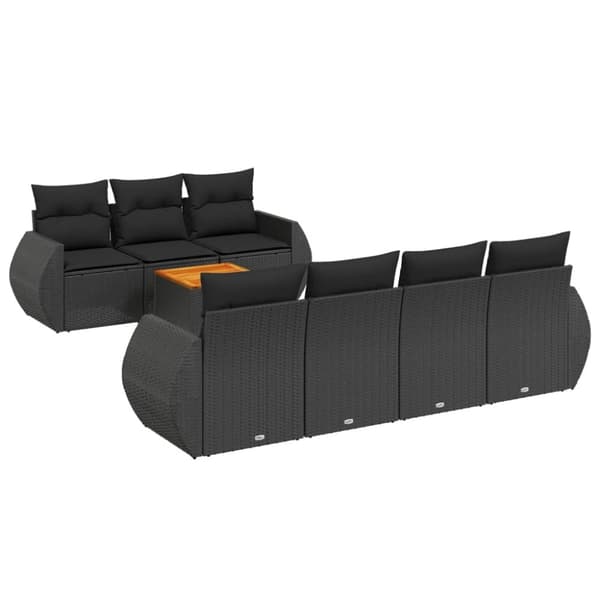 vidaXL sofasæt til haven 8 dele med hynder polyrattan sort
