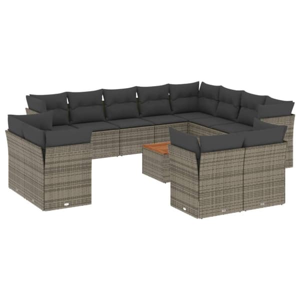 vidaXL sofasæt til haven 13 dele med hynder polyrattan grå