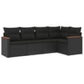 Miniatyrbillede 1 af 11: vidaXL sofasæt til haven 5 dele med hynder polyrattan sort