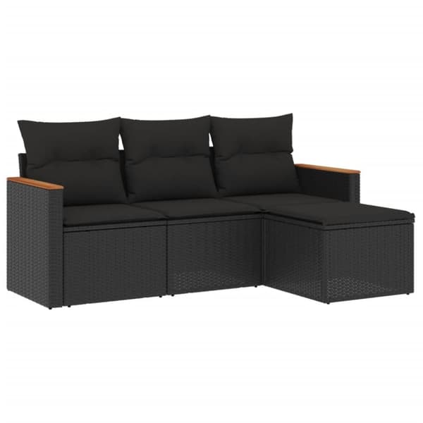 vidaXL sofasæt til haven 4 dele med hynder polyrattan sort