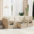 Miniatyrbillede 1 af 11: vidaXL sofasæt til haven 7 dele med hynder polyrattan beige