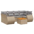 Miniatyrbillede 3 af 4: vidaXL sofasæt til haven 7 dele med hynder polyrattan beige