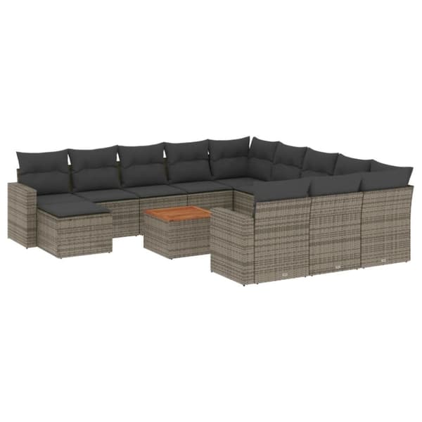 vidaXL sofasæt til haven 13 dele med hynder polyrattan grå