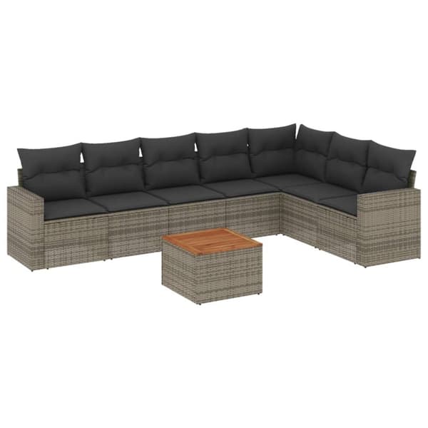 vidaXL sofasæt til haven 8 dele med hynder polyrattan grå