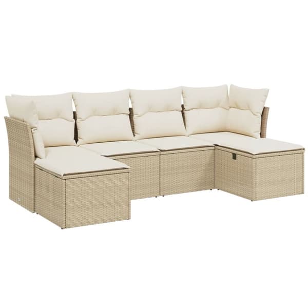 vidaXL sofasæt til haven 6 dele med hynder polyrattan beige