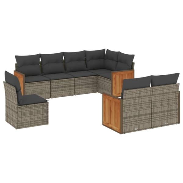 vidaXL sofasæt til haven 8 dele med hynder polyrattan grå