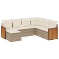Miniatyrbillede 1 af 11: vidaXL sofasæt til haven 7 dele med hynder polyrattan beige