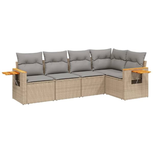 vidaXL sofasæt til haven 5 dele med hynder polyrattan beige