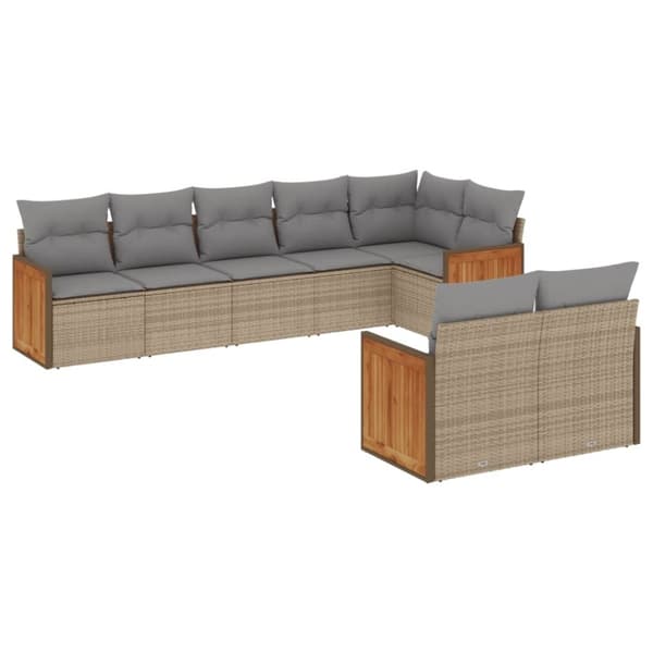 vidaXL sofasæt til haven 8 dele med hynder polyrattan beige
