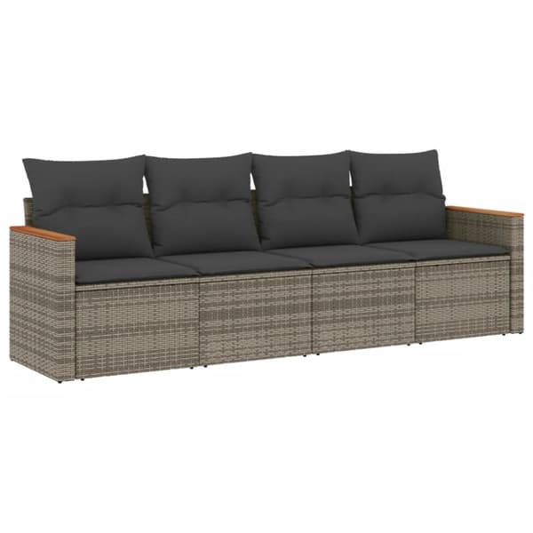 vidaXL sofasæt til haven 4 dele med hynder polyrattan grå