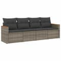 Miniatyrbillede 1 af 9: vidaXL sofasæt til haven 4 dele med hynder polyrattan grå