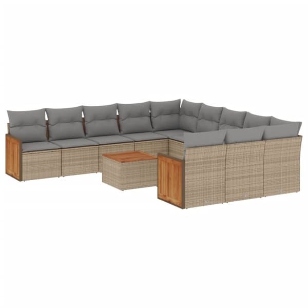 vidaXL sofasæt til haven 12 dele med hynder polyrattan beige