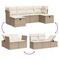 Miniatyrbillede 3 af 3: vidaXL sofasæt til haven 6 dele med hynder polyrattan beige