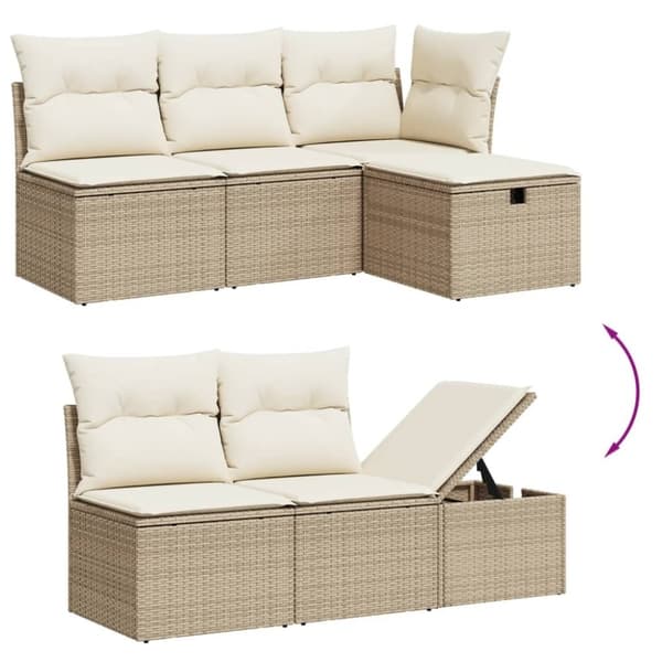 vidaXL sofasæt til haven 6 dele med hynder polyrattan beige