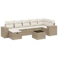 Miniatyrbillede 3 af 4: vidaXL sofasæt til haven 8 dele med hynder polyrattan beige