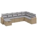 Miniatyrbillede 1 af 5: vidaXL havesofasæt 8 dele med hynder polyrattan beige
