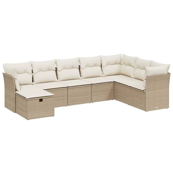 vidaXL sofasæt til haven 8 dele med hynder polyrattan beige
