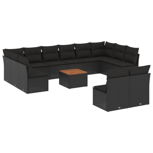vidaXL sofasæt til haven 13 dele med hynder polyrattan sort