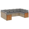 Miniatyrbillede 1 af 3: vidaXL sofasæt til haven 9 dele med hynder polyrattan beige