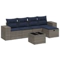 Miniatyrbillede 1 af 4: vidaXL sofasæt til haven 6 dele med hynder polyrattan grå