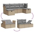 Miniatyrbillede 4 af 5: vidaXL havesofasæt 6 dele med hynder polyrattan beige