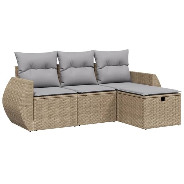 vidaXL sofasæt til haven 4 dele med hynder polyrattan beige
