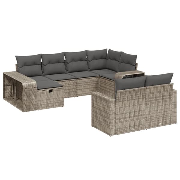 vidaXL sofasæt til haven 10 dele med hynder polyrattan grå